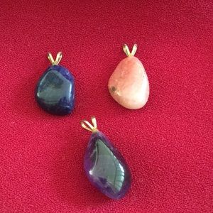 3 PC Bundle-Genuine Natural Stone Pendants